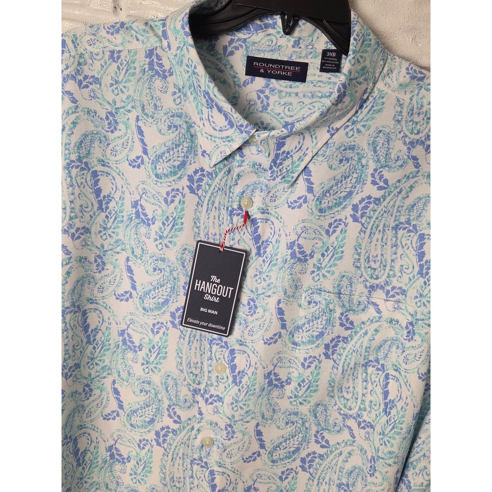 ROUNDTREE & YORKE Paisley button up shirt Men's 3XB Big Modal Hangout NWT